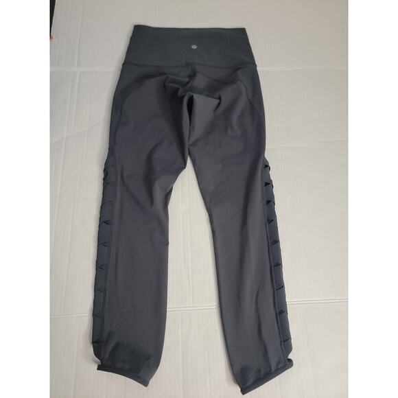 Lululemon Leggings Womens 8 Braid Side Mesh Lasercut High Rise Gray - Picture 6 of 8